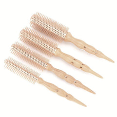 Beech Wooden Round Rolling Comb Anti static Curling Comb