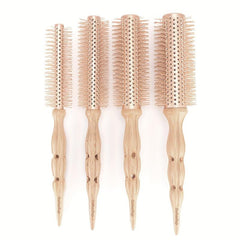 Beech Wooden Round Rolling Comb Anti static Curling Comb