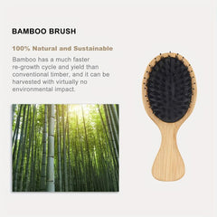 Bamboo Boar Bristle Hair Brush Paddle Comb For All Hair Types
