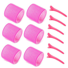 12pcs Self-Adhesive Curler & Clips Set Heatless Hair Rolling DIY Tools