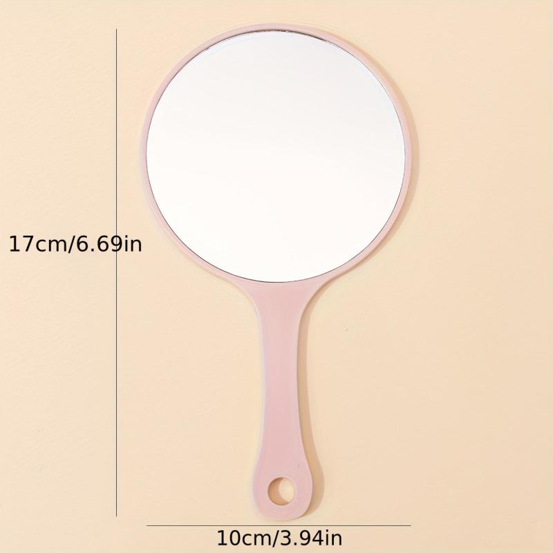Pink Round Hand Mirror Lightweight Hand Held Mirror Small Portable Beauty Mirror