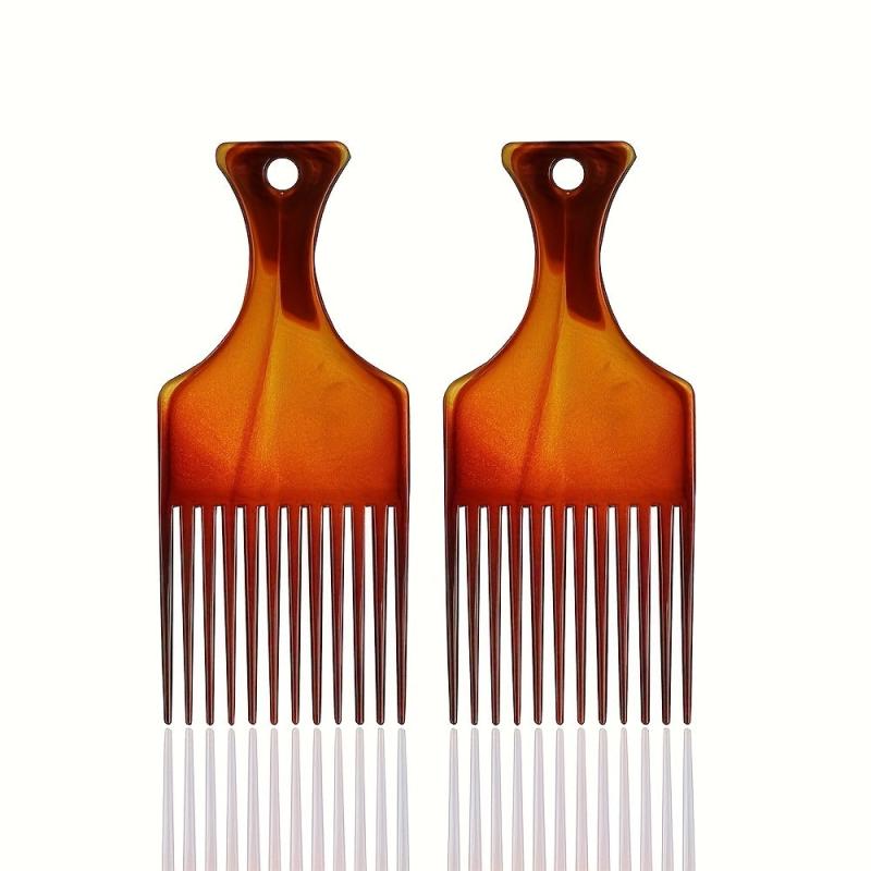 Wide Tooth Afro Hair Comb for Natural Curly Hair - Amber Hair Styling Tool