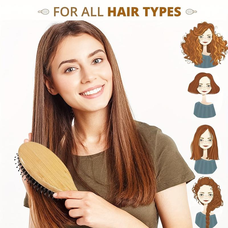 Wooden Hair Brush Boar Bristle Hair Paddle Comb Hair Care Brush