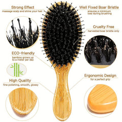 Wooden Hair Brush Boar Bristle Hair Paddle Comb Hair Care Brush