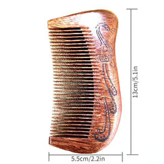 Red Sandalwood Wooden Comb with Peacock Carving for Hair Care