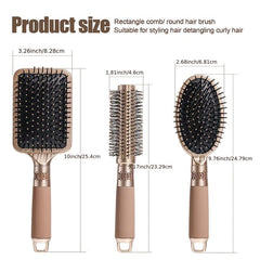 3pcs Hair Comb Set Detangling Brush Round Curling Brush