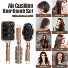 3pcs Hair Comb Set Detangling Brush Round Curling Brush