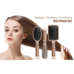 3pcs Hair Comb Set Detangling Brush Round Curling Brush