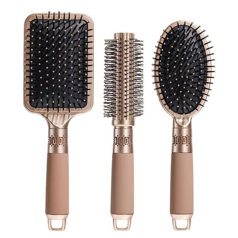 3pcs Hair Comb Set Detangling Brush Round Curling Brush