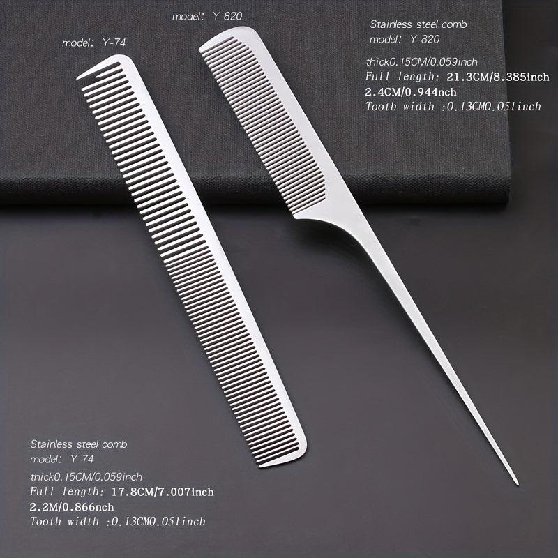 2pcs Salon Barber Stainless Steel Hair Cutting Comb Anti Static Durable