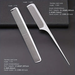 2pcs Salon Barber Stainless Steel Hair Cutting Comb Anti Static Durable