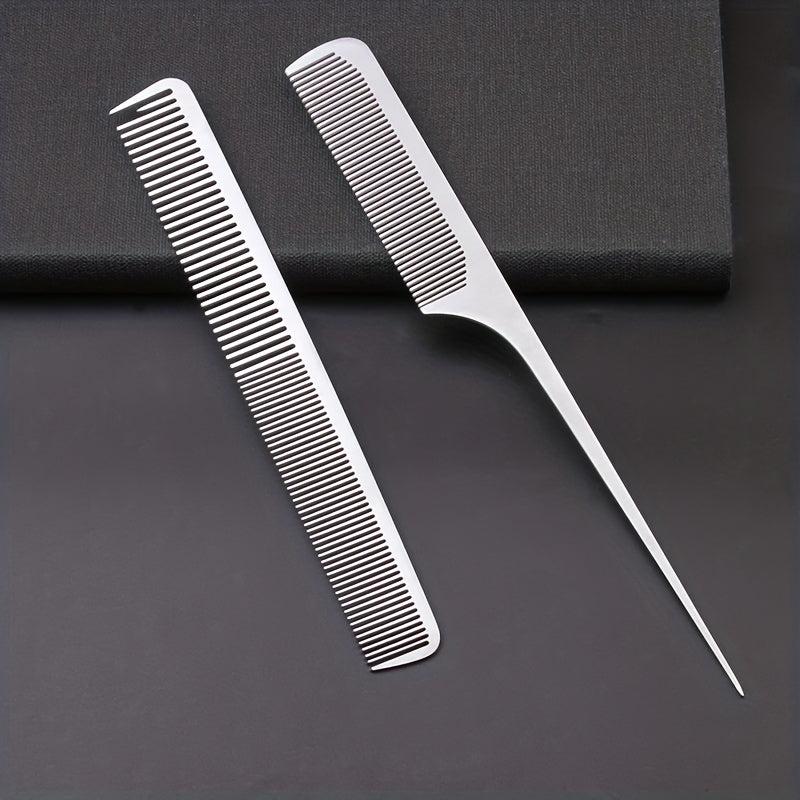2pcs Salon Barber Stainless Steel Hair Cutting Comb Anti Static Durable
