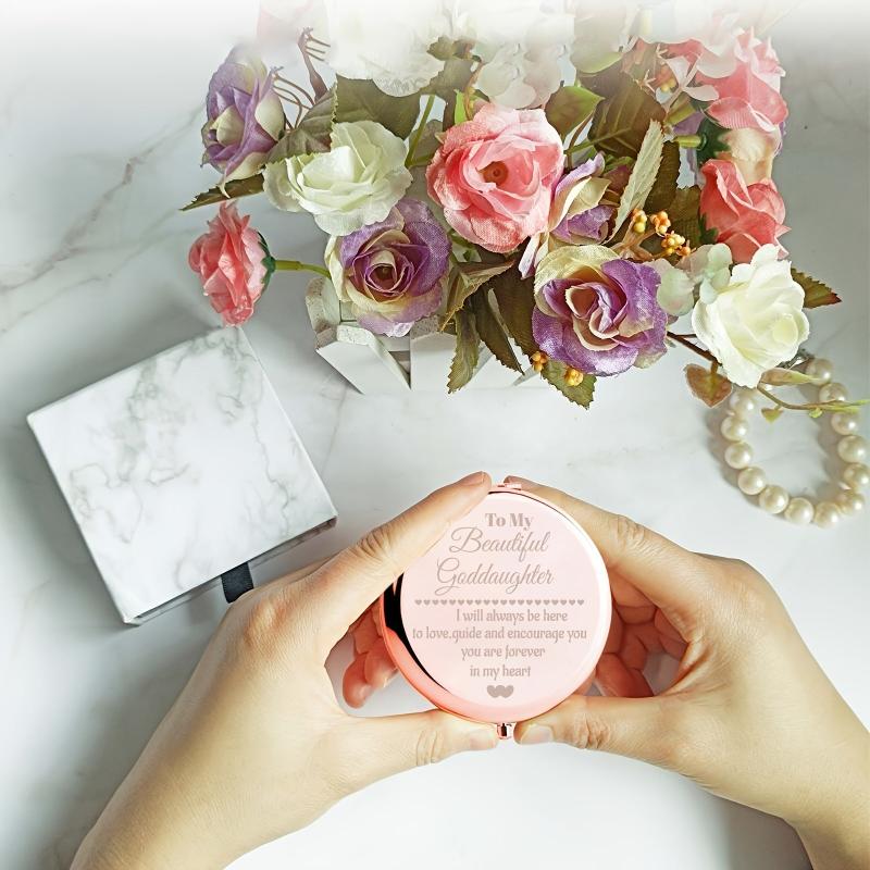 Compact Makeup Mirror for Goddaughter Birthday Wedding Graduation Travel Gift