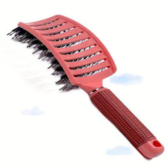 Large Curved Detangling Brush with Boar Bristles for Fluffy Hair