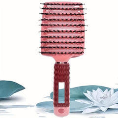 Large Curved Detangling Brush with Boar Bristles for Fluffy Hair