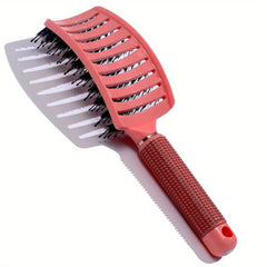 Large Curved Detangling Brush with Boar Bristles for Fluffy Hair