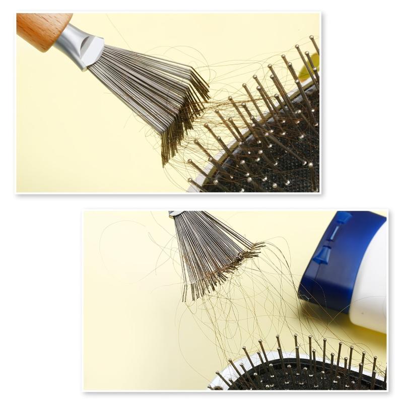 Mini Hair Brush Cleaner Tool with Metal Wire Rake for Home and Salon Use