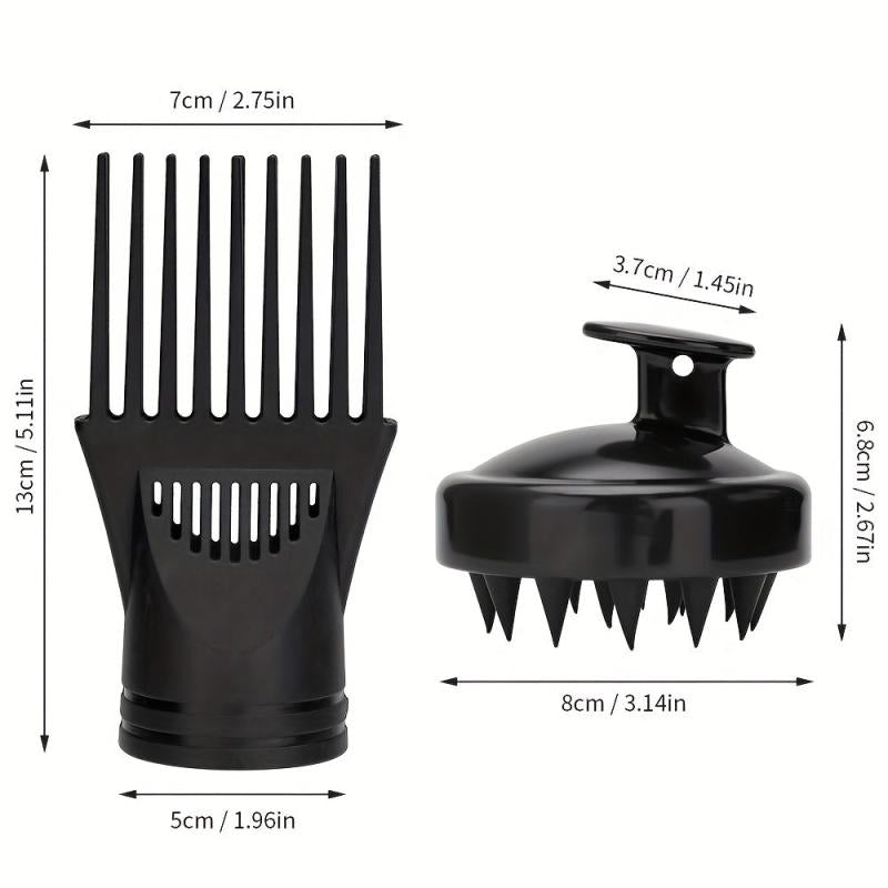 2pcs Hair Dryer Nozzle With Shampoo Brush Wind Nozzle, Silicone Hair Washing Sha