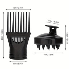 2pcs Hair Dryer Nozzle With Shampoo Brush Wind Nozzle, Silicone Hair Washing Sha