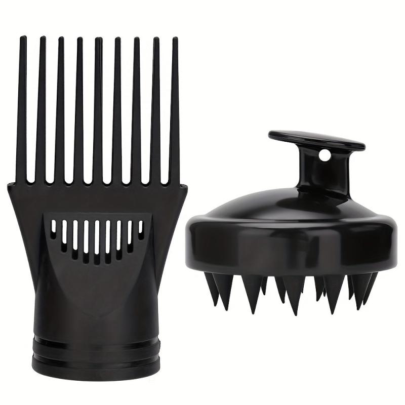 2pcs Hair Dryer Nozzle With Shampoo Brush Wind Nozzle, Silicone Hair Washing Sha
