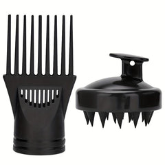2pcs Hair Dryer Nozzle With Shampoo Brush Wind Nozzle, Silicone Hair Washing Sha