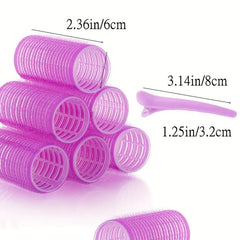 12pcs Self Grip Rollers & Clips Hair Curlers Kit Heatless Rollers All Hair Types