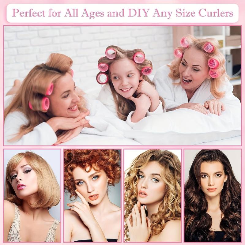 12pcs Self Grip Rollers & Clips Hair Curlers Kit Heatless Rollers All Hair Types