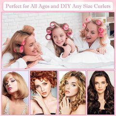 12pcs Self Grip Rollers & Clips Hair Curlers Kit Heatless Rollers All Hair Types