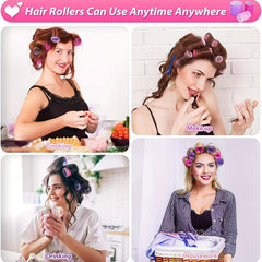 12pcs Self Grip Rollers & Clips Hair Curlers Kit Heatless Rollers All Hair Types