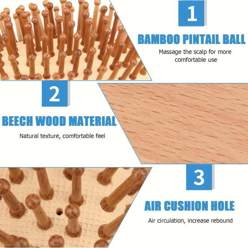 Mini Bamboo Round Hair Brush Anti Static