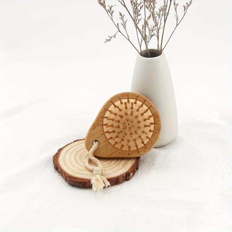 Mini Bamboo Round Hair Brush Anti Static