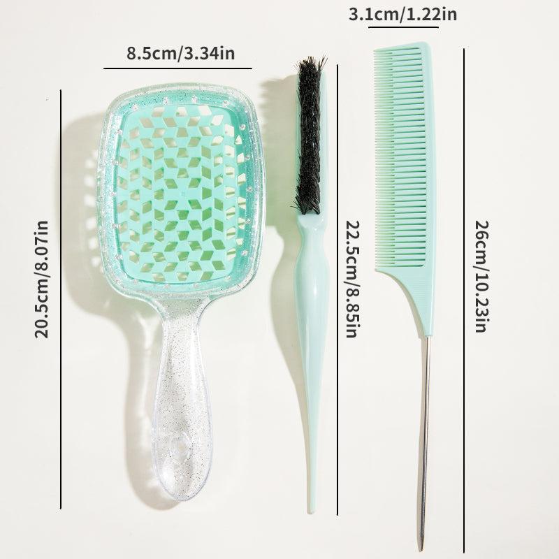 3pcs Hair Styling Comb Set Mesh Rat Tail Teasing Anti Static Hairdressing Comb