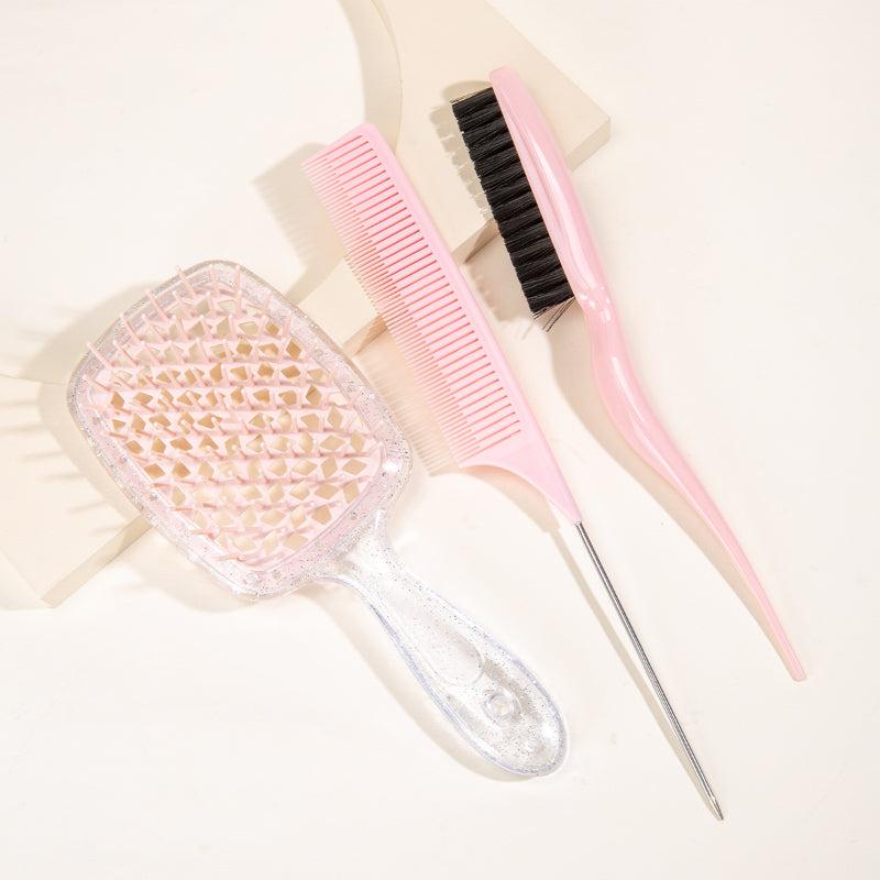 3pcs Hair Styling Comb Set Mesh Rat Tail Teasing Anti Static Hairdressing Comb