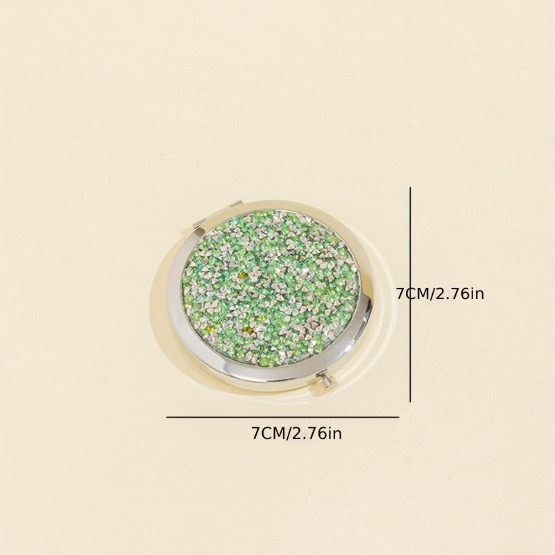 Rhinestone Compact Mirror Double Sided Pocket Travel Vanity Mirror