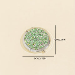 Rhinestone Compact Mirror Double Sided Pocket Travel Vanity Mirror