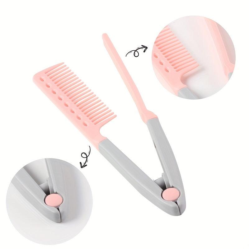 Portable Hair Straightening Comb V Shaped Hair Clips for Women Girls