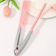 Portable Hair Straightening Comb V Shaped Hair Clips for Women Girls