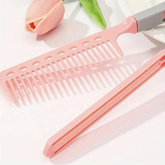Portable Hair Straightening Comb V Shaped Hair Clips for Women Girls
