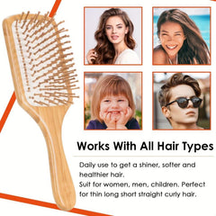 Bamboo Hair Brush for Detangling & Scalp Massage