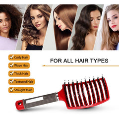 Nylon Massage Boar Bristle Hair Brush Detangling Hair Brush