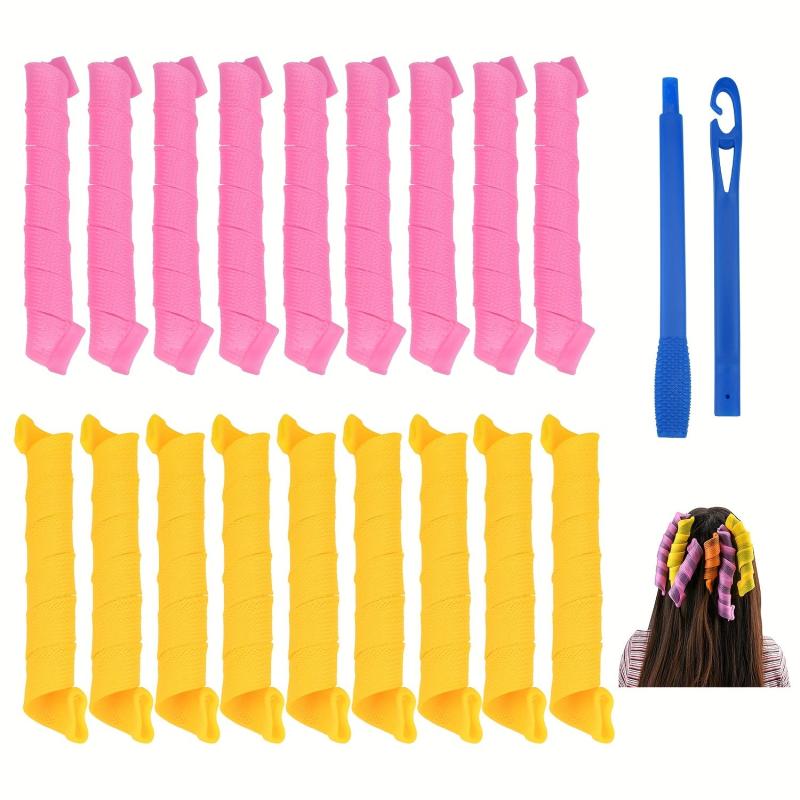 18pcs Heatless Hair Curlers Rollers Wave Curls Styling Kit