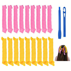 18pcs Heatless Hair Curlers Rollers Wave Curls Styling Kit