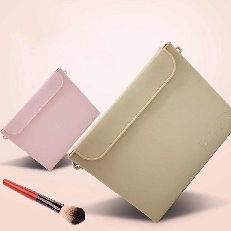 Silicone Makeup Bag Toiletry Bag For Women Easy Carry Cosmetic Bag Khaki