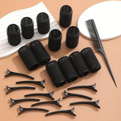 25pcs Self Adhesive Hair Curling Roller & Clip Set, Salon Hairdressing Curle