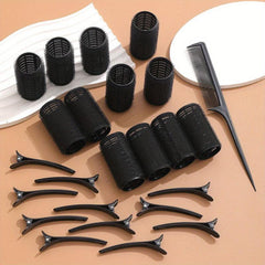 25pcs Self Adhesive Hair Curling Roller & Clip Set, Salon Hairdressing Curle