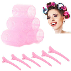 12pcs Hair Curling Roller & Clip Set Self Grip Holding Rollers DIY Hair Styling