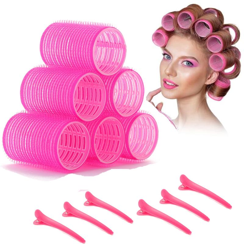 12pcs Hair Curling Roller & Clip Set Self Grip Holding Rollers DIY Hair Styling