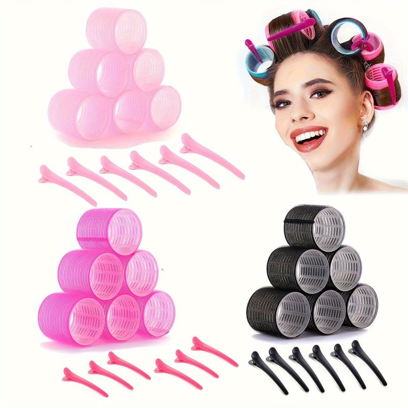 12pcs Hair Curling Roller & Clip Set Self Grip Holding Rollers DIY Hair Styling