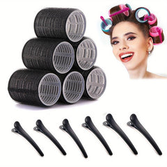 12pcs Hair Curling Roller & Clip Set Self Grip Holding Rollers DIY Hair Styling