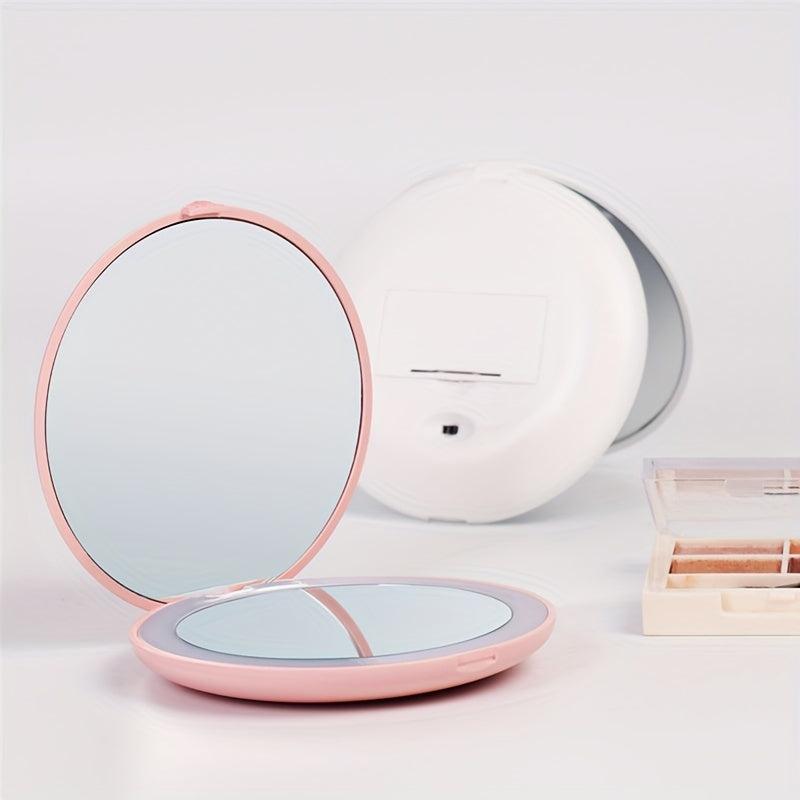 Travel LED Makeup Mirror 10X Magnification Portable Folding Round Mirror